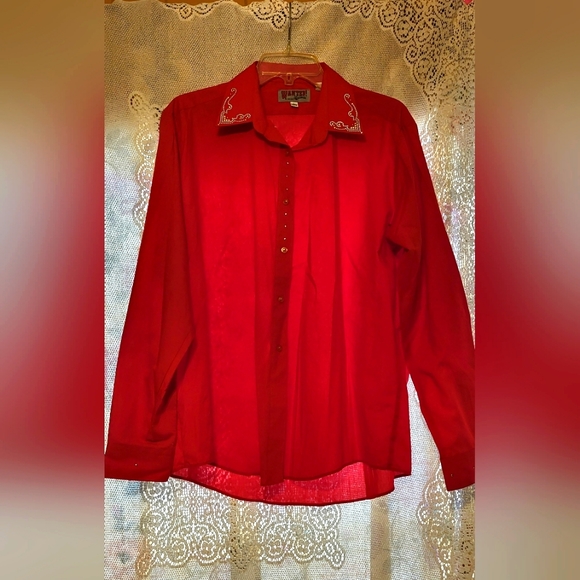 Vintage Red western button-up shirt size Large  14/16 - Picture 1 of 5